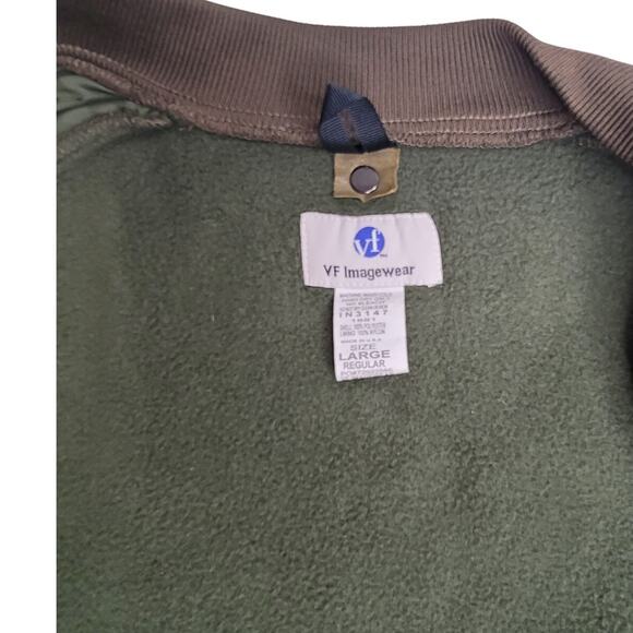 VF Imagewear Mens L Fleece Lined Full Zipper Bomber Jacket Army Border USA - Picture 5 of 5